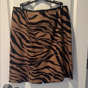 Animal Print mid length Skirt - Brown and Black